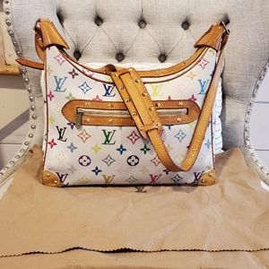 Authentic LV Boulogne white multicolor
